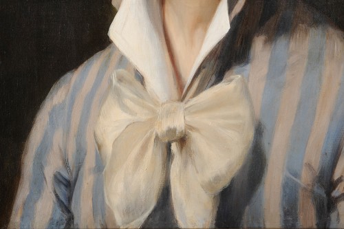 Charles Hermann-Léon (1838-1908) - Portrait de jeune femme au nœud blanc - Galerie de Frise