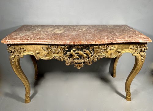 XVIIIe siècle - Table à gibier en bois doré, Languedoc vers 1740