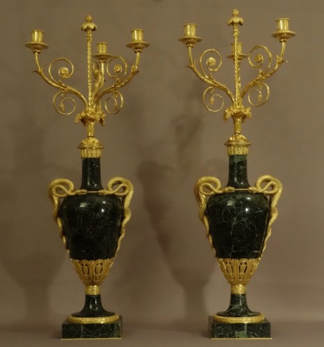 Paire d'importants candélabres XIXe - Luminaires Style Napoléon III