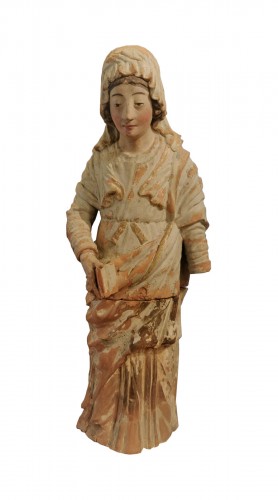 Sainte Anne éducatrice, statue en terre cuite polychrome du XVIIIe siècle