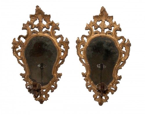 Paire de miroirs en bois doré, Italie époque XVIIIe