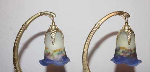 XXe siècle - Paire de lampes en bronze doré Charles Ranc époque Art Déco