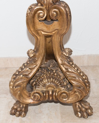 Grande sellette en bois sculpté et doré fin XIXe siècle - Galerie Lauretta