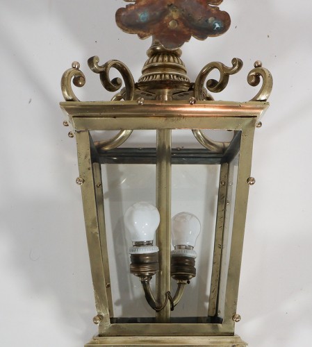 Lanterne portique en bronze fin XIXe siècle - Luminaires Style 