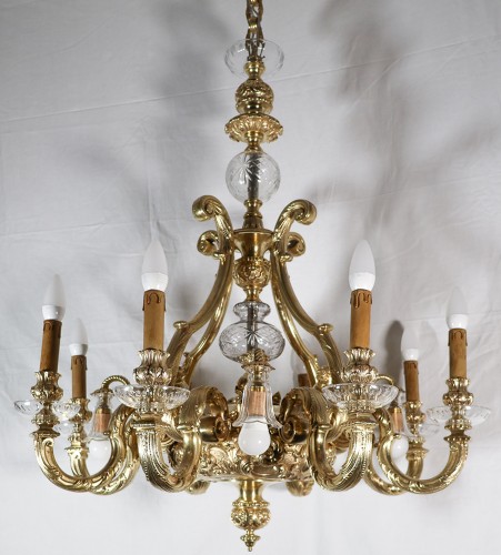 Luminaires Lustre - Lustre en bronze doré avec putti époque Napoléon III