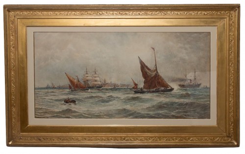 Aquarelle marine anglaise - Thomas Bush HARDY (1842-1897)