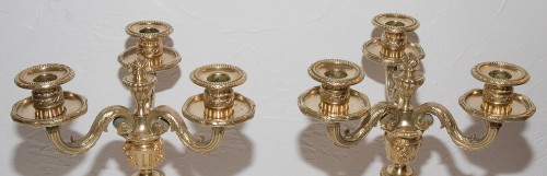 Paire de chandeliers en bronze doré Henri PICARD - Galerie Lauretta