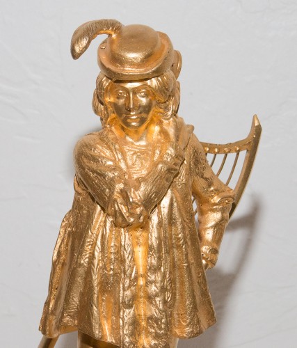 Ménestrel en bronze doré - E Frémiet (1824-1910) - Sculpture Style 