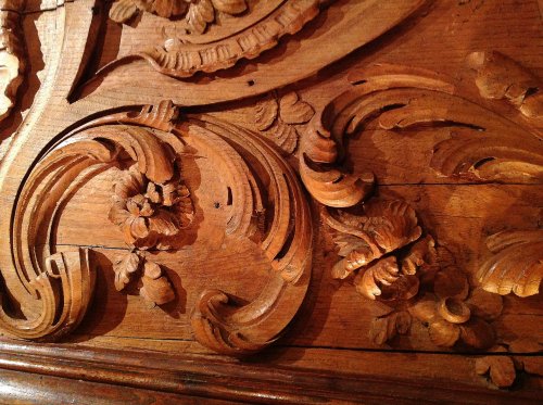 Antiquités - Spectaculaire panneau de bois sculpté