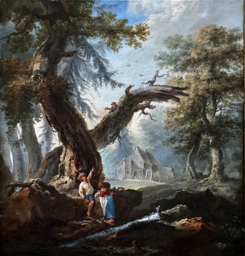 Les dénicheurs d’oiseaux - Jean-Baptiste PILLEMENT Lyon 1728-1808 (Atelier de)