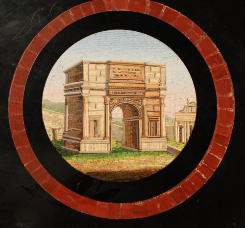 XIXe siècle - Guéridon en micromosaïque aux vues de Rome, Italie circa 1820-1830