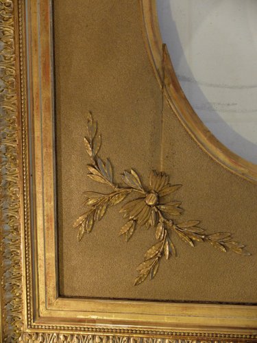 Grand cadre ovale en bois et stuc doré - Napoléon III