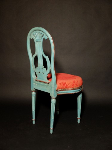 Paire de chaises à la lyre d'époque Louis XVI - Antiquités Olivier Alberteau