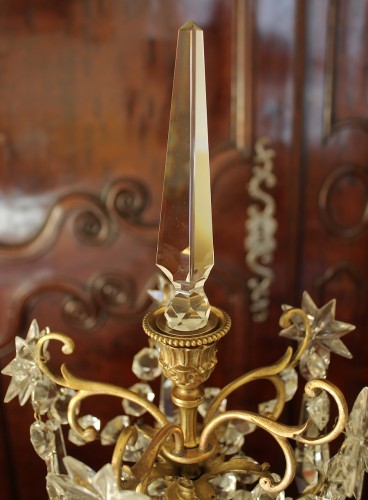 Paire de girandoles en cristal de Baccarat - Époque Napoléon III - Antiquités Philippe Glédel