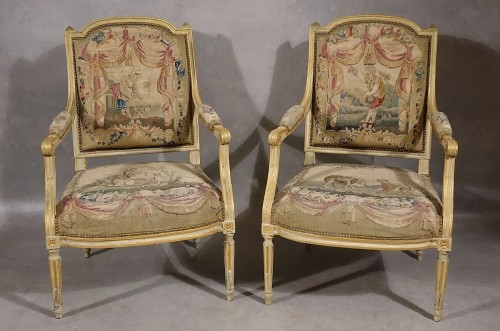 Mobilier de salon - 6 fauteuils d'époque Louis XVI - Paris XVIIIe - Sièges Style Louis XVI