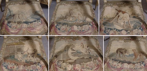 Antiquités - Mobilier de salon - 6 fauteuils d'époque Louis XVI - Paris XVIIIe
