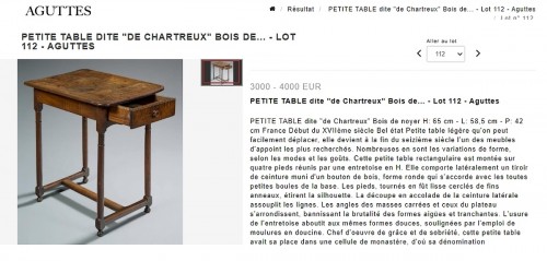 Antiquités - Table de chartreux XVIIe