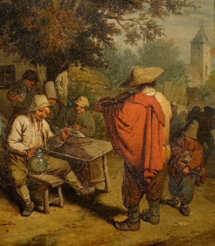 Tableaux et dessins Tableaux XVIIe siècle - Ecole flamande - Musiciens dans la cour d'une auberge