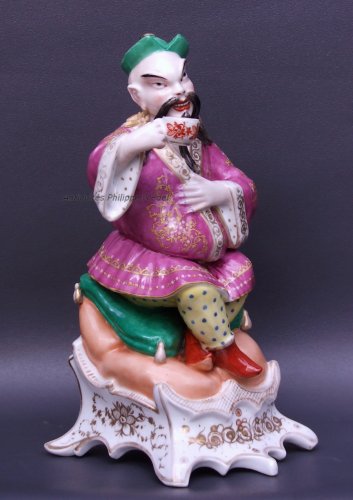 Paire de Chinois par Jacob petit en porcelaine de Bayeux - Céramiques, Porcelaines Style Napoléon III