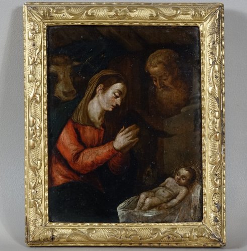 XVIIe siècle - Nativité sur cuivre - École Flamande du début du XVIIe siècle