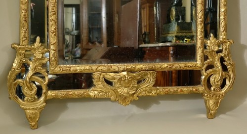 Miroirs, Trumeaux  - Grand miroir Régence à parcloses XVIIIe