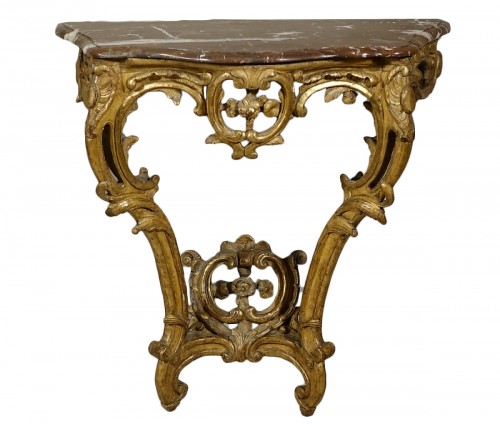 Console en bois doré d'époque Louis XV
