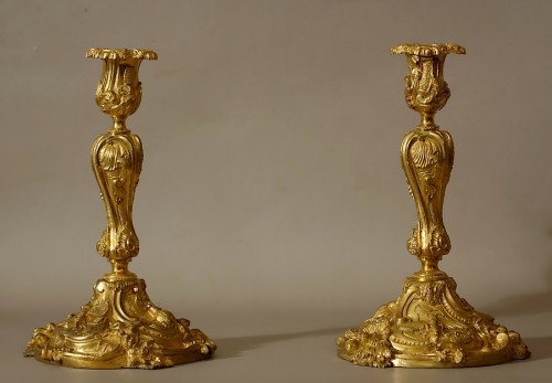 Paire de flambeaux époque Napoléon III - Luminaires Style Napoléon III