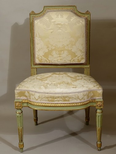 Louis XVI - Six chaises à la Reine par JBC Sené avec marques d'inventaire du Mobilier National