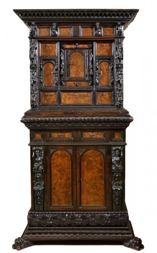Cabinet dit stipo "a bambocci" et sa crédenzina, Gênes fin du XVIe siècle