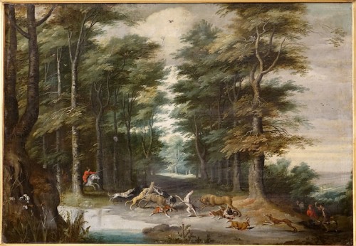 Chasse aux cerfs par Pieter Snayers (1592 - 1666-7) - Flandres XVIIe - Tableaux et dessins Style 