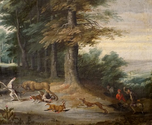 XVIIe siècle - Chasse aux cerfs par Pieter Snayers (1592 - 1666-7) - Flandres XVIIe