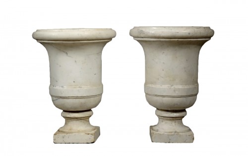 Paire de vases en marbre de Carrare d'époque Empire