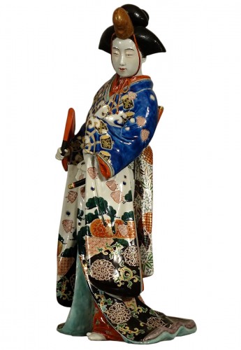 Samouraï ou Onna-Bugeisha en porcelaine japonaise d'époque Meiji