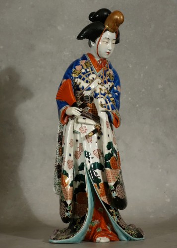 Samouraï ou Onna-Bugeisha en porcelaine japonaise d'époque Meiji - Arts d