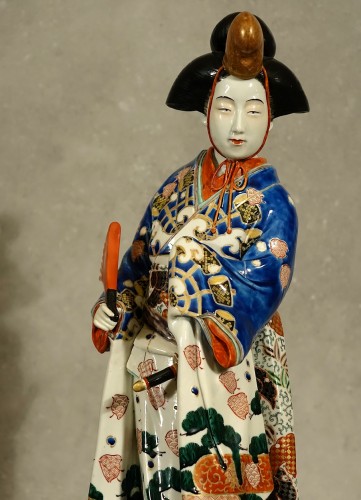 XIXe siècle - Samouraï ou Onna-Bugeisha en porcelaine japonaise d'époque Meiji