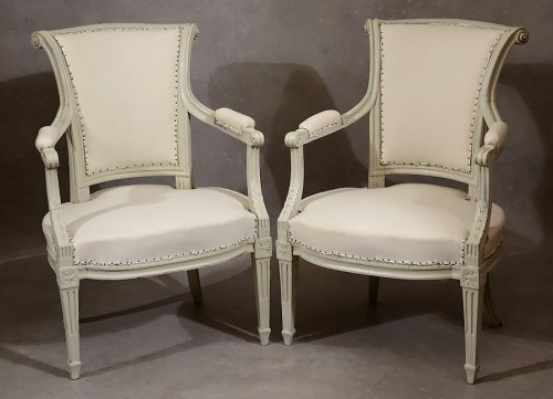 Quatre fauteuils d'époque Louis XVI par Pierre Pillot - Antiquités Philippe Glédel