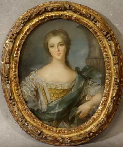  - Portrait d'une jeune femme - Pastel et son cadre XVIIIe
