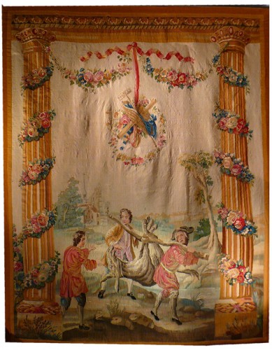 Paire de tapisseries de Beauvais aux Fables de la Fontaine d'époque Louis XVI - Tapisserie & Tapis Style Louis XVI