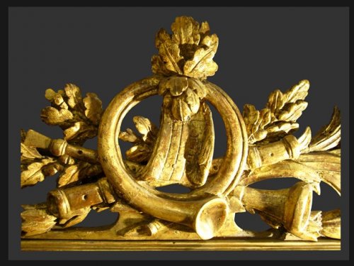 Miroir en bois doré et sculpté d'époque Louis XVI - Miroirs, Trumeaux Style Louis XVI