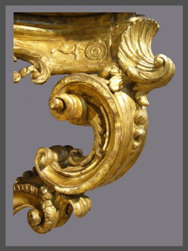 Console en bois sculpté et doré d'époque Régence - Antiquités Rigot et Fils