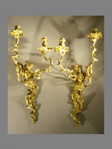Paire d'appliques en bronze doré d'époque Régence