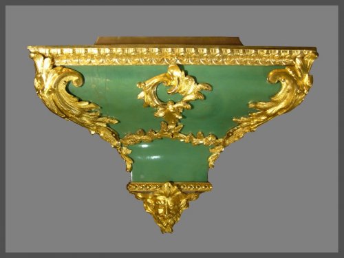 Louis XV - Cartel d'alcôve en corne verte signé CUISIN d'époque Louis XV