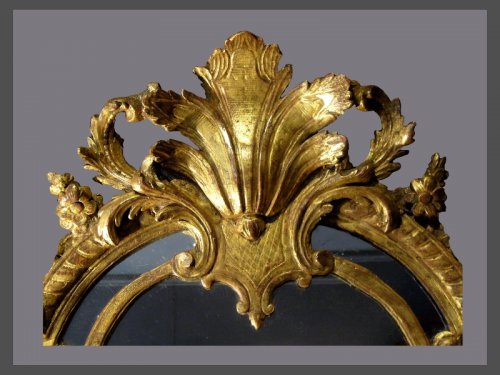 Miroir en bois sculpté et doré d'époque Louis XIV - Louis XIV