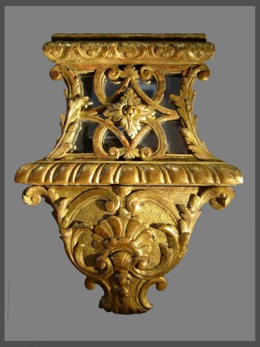 Antiquités - Miroir en bois sculpté et doré d'époque Louis XIV