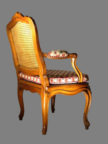Antiquités - Paire de fauteuils cannés d'époque Louis XV estampillés J.B. CRESSON