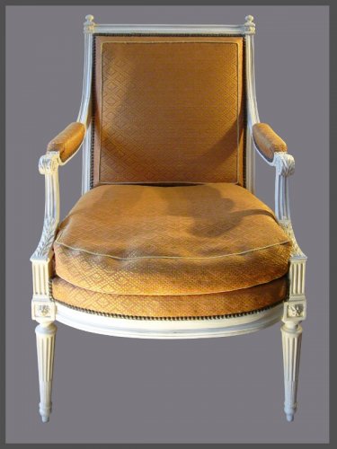 Paire de fauteuils "à la Reine" d'époque Louis XVI estampillés Dupain - Sièges Style Louis XVI