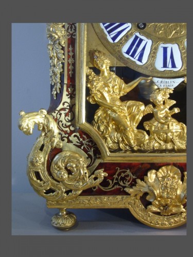 Louis XIV - Pendule en marqueterie Boulle d'époque Louis XIV signée GRIBELIN