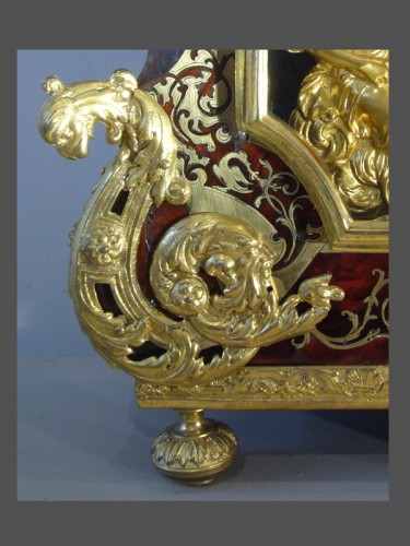 Antiquités - Pendule en marqueterie Boulle d'époque Louis XIV signée GRIBELIN