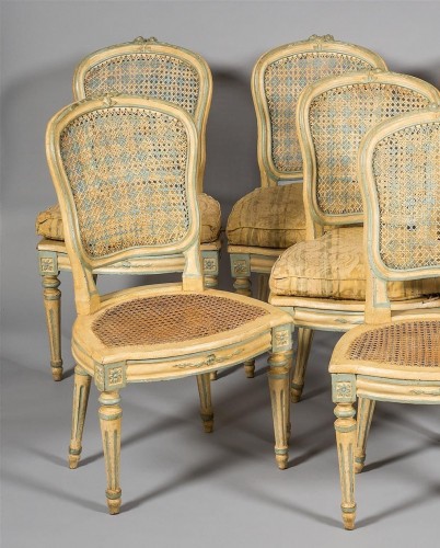 Suite de huit chaises cannées d'époque Louis XV - Sérignan Antiquités