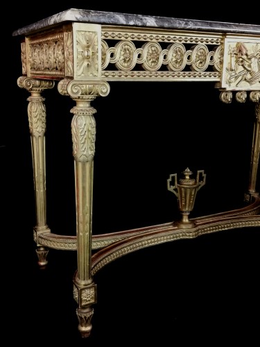 Table console Provençale Néoclassique à quatre pieds Louis XVI vers 1800 - Mobilier Style Louis XVI